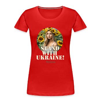 Ukraine - Frauen Premium Bio T-Shirt - Rot - Vorne - Mia (176cm)