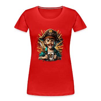 PiratBoy - Frauen Premium Bio T-Shirt - Rot - Vorne - Mia (176cm)