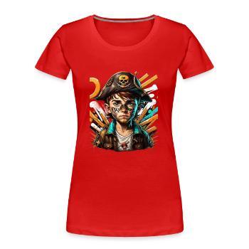 PiratBoy - Frauen Premium Bio T-Shirt - Rot - Vorne - Mia (176cm)