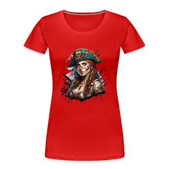 Piratinn - Frauen Premium Bio T-Shirt - Rot - Vorne - Mia (176cm)