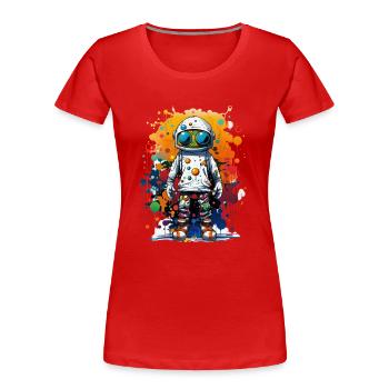 Galaktische Kunstfertigkeit: Sprengen Sie ab mit Trendsettern. - Frauen Premium Bio T-Shirt - Rot - Vorne - Mia (176cm)
