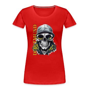 Dortmund T-Shirt Dortmunder Bekleidung - Frauen Premium Bio T-Shirt - Rot - Vorne - Mia (176cm)