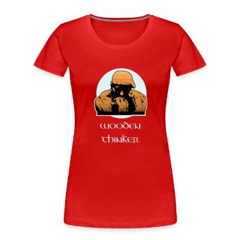 Hölzerner Denker - Frauen Premium Bio T-Shirt - Rot - Vorne - Mia (176cm)