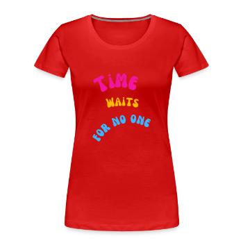 Time - Women's Premium Organic T-Shirt - red - Front - Mia (176cm)