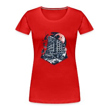 Urbex abandoned building in a vector style - Women's Premium Organic T-Shirt - red - Front - Mia (176cm)