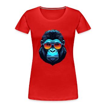 Gorilla-Gesicht - Frauen Premium Bio T-Shirt - Rot - Vorne - Mia (176cm)