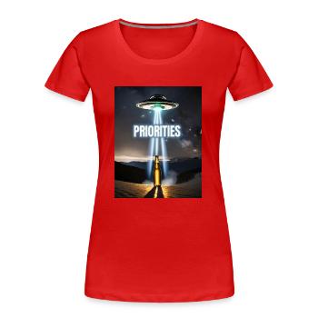 alien entführung bier wortspiel ich will beerlieve - Frauen Premium Bio T-Shirt - Rot - Vorne - Mia (176cm)