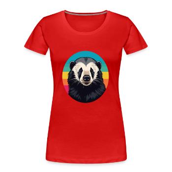 Honigdachs - Frauen Premium Bio T-Shirt - Rot - Vorne - Mia (176cm)