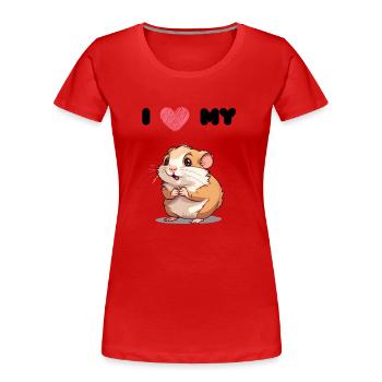 Hamsterliebe - süßer Hamster - Frauen Premium Bio T-Shirt - Rot - Vorne - Mia (176cm)