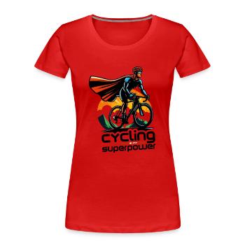 Superpower-Radfahrer - Frauen Premium Bio T-Shirt - Rot - Vorne - Mia (176cm)