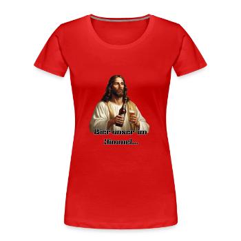 Bier unser im Himmel - Frauen Premium Bio T-Shirt - Rot - Vorne - Mia (176cm)