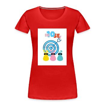 Abattu à 10. Intense et précis. - T-shirt bio Premium Femme - rouge - Devant - Mia (176cm)