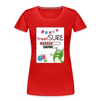 Treatsure. Feast. - Women's Premium Organic T-Shirt - red - Front - Mia (176cm)