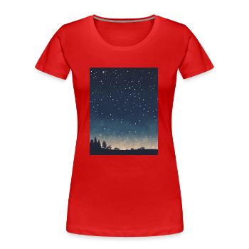 Starry sky - Women's Premium Organic T-Shirt - red - Front - Mia (176cm)