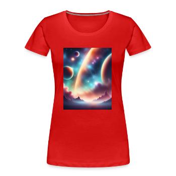 Weltraum - Frauen Premium Bio T-Shirt - Rot - Vorne - Mia (176cm)