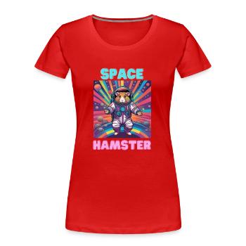 Space Hamster - Frauen Premium Bio T-Shirt - Rot - Vorne - Mia (176cm)