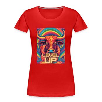 Bull Level Up - Frauen Premium Bio T-Shirt - Rot - Vorne - Mia (176cm)