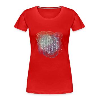 Lebensblume blauglitzernd - Frauen Premium Bio T-Shirt - Rot - Vorne - Mia (176cm)