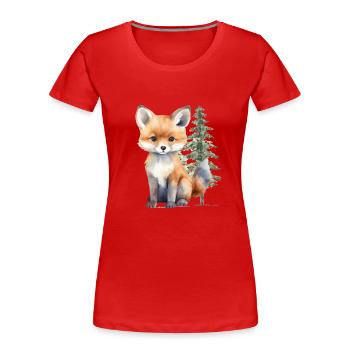 Renard dans la forêt - T-shirt bio Premium Femme - rouge - Devant - Mia (176cm)