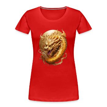 Golden Chinese Dragon - Women's Premium Organic T-Shirt - red - Front - Mia (176cm)