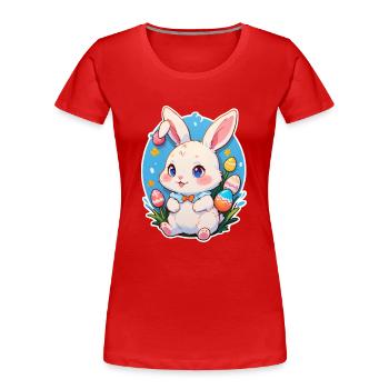 Osterhase süß und kindlich - Frauen Premium Bio T-Shirt - Rot - Vorne - Mia (176cm)