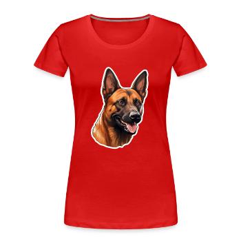 Belgian Malinois Kopf - Frauen Premium Bio T-Shirt - Rot - Vorne - Mia (176cm)