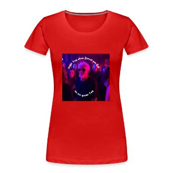 Zeit ist Kostbar - Frauen Premium Bio T-Shirt - Rot - Vorne - Mia (176cm)