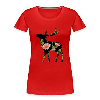 Hirsch - Frauen Premium Bio T-Shirt - Rot - Vorne - Mia (176cm)