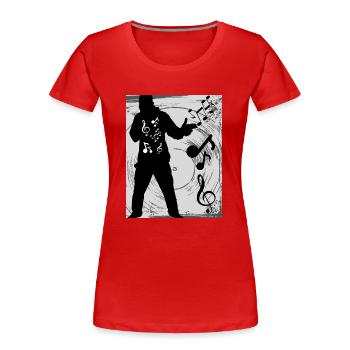 Liebe Zur Musik Noten - Frauen Premium Bio T-Shirt - Rot - Vorne - Mia (176cm)