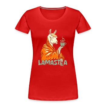 Lamastea - Frauen Premium Bio T-Shirt - Rot - Vorne - Mia (176cm)