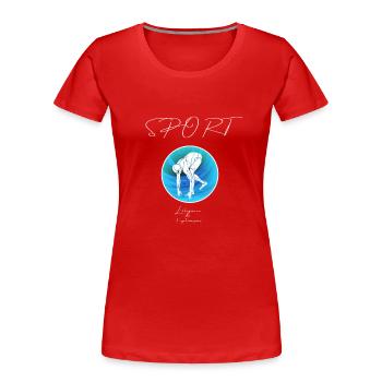 Natattion départ - T-shirt bio Premium Femme - rouge - Devant - Mia (176cm)