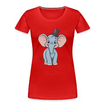 Adorable éléphant de bande dessinée bleu avec chapeau - T-shirt bio Premium Femme - rouge - Devant - Mia (176cm)