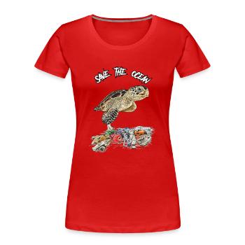 Save the ocean // Umweltverschmutzung - Frauen Premium Bio T-Shirt - Rot - Vorne - Mia (176cm)