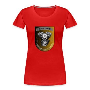 STROM SPAREN Verbrenner fahren - Frauen Premium Bio T-Shirt - Rot - Vorne - Mia (176cm)