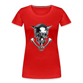The Devil Scull - Frauen Premium Bio T-Shirt - Rot - Vorne - Mia (176cm)
