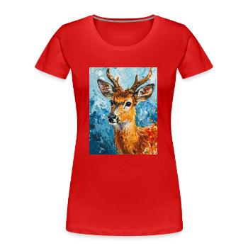 Image de cerf - T-shirt bio Premium Femme - rouge - Devant - Mia (176cm)