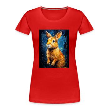 Kaninchen in der digitalen Kunst - Frauen Premium Bio T-Shirt - Rot - Vorne - Mia (176cm)