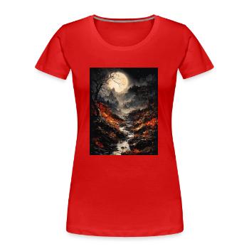 Magische Mondlandschaft - Frauen Premium Bio T-Shirt - Rot - Vorne - Mia (176cm)