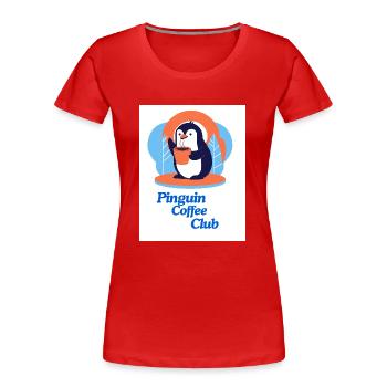 Penguin Coffee Club - Women's Premium Organic T-Shirt - red - Front - Mia (176cm)