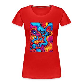 Art abstrait des tourbillons colorés - T-shirt bio Premium Femme - rouge - Devant - Mia (176cm)