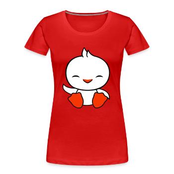 Ente sitzt freundlich glücklich Begrüßung Winken - Frauen Premium Bio T-Shirt - Rot - Vorne - Mia (176cm)