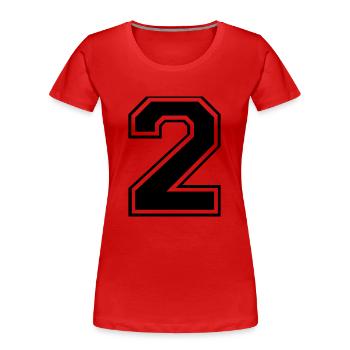 2, Two, Two, number, number - Women's Premium Organic T-Shirt - red - Front - Mia (176cm)