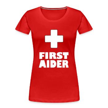secouriste - T-shirt bio Premium Femme - rouge - Devant - Mia (176cm)