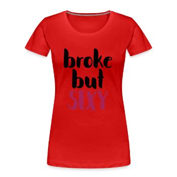Sexy Pinke Schrift auf Schwarz - Frauen Premium Bio T-Shirt - Rot - Vorne - Mia (176cm)