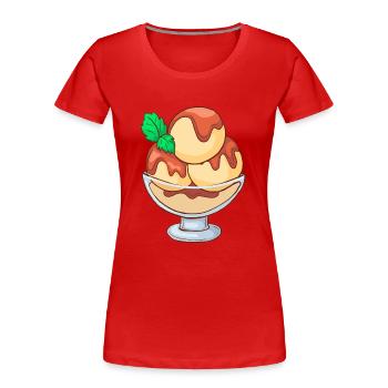 Crème glacée, crème glacée, crème glacée, crème glacée, boule, crème glacée, sundae - T-shirt bio Premium Femme - rouge - Devant - Mia (176cm)