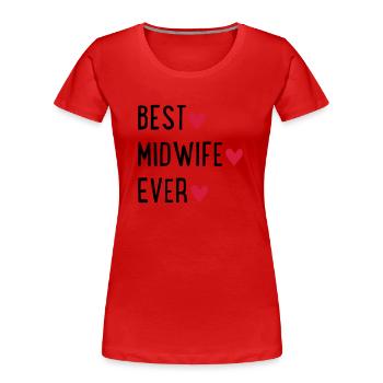 sage-femme - T-shirt bio Premium Femme - rouge - Devant - Mia (176cm)