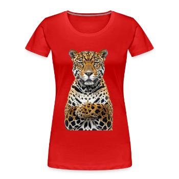 Jaguar - Frauen Premium Bio T-Shirt - Rot - Vorne - Mia (176cm)