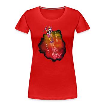 Red Joker - Poker - SPIELKARTE - Spieler - Frauen Premium Bio T-Shirt - Rot - Vorne - Mia (176cm)