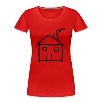 Haus Kinderzeichnung - Frauen Premium Bio T-Shirt - Rot - Vorne - Mia (176cm)