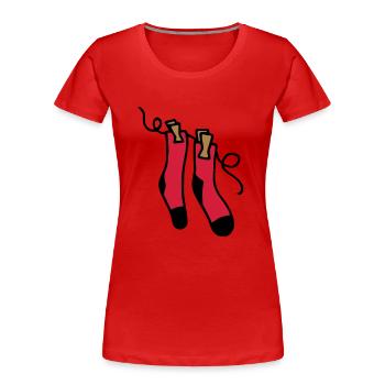 Socks on Clothesline - Colorful Socks Gift Idea - Women's Premium Organic T-Shirt - red - Front - Mia (176cm)